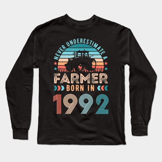 Farmer born in 1992 Farming Gift 30th Birthday Long Sleeve T-Shirt by Zak N mccarville